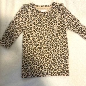 Leapord print long sleeve dress with ruffle 3T